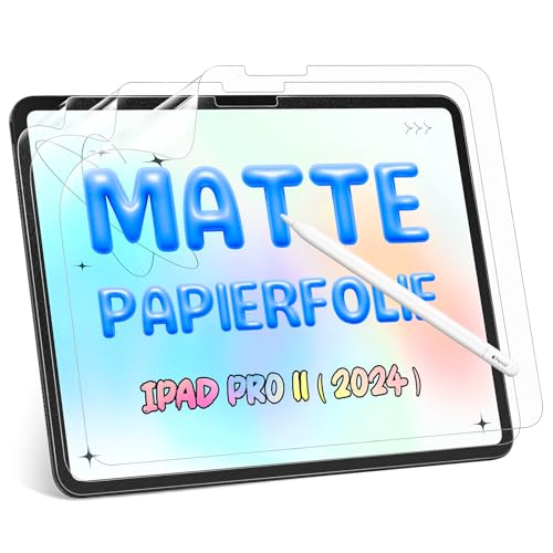 3 Stück Papier Folie Kompatibel mit iPad Pro 11 Zoll M4 (2024), Matte Papierfolie Schutzfolie Displayschutz Film Blendfreiem Feel Paper Film PET Screen Protector for Writing Drawing Sketching von Protescreen