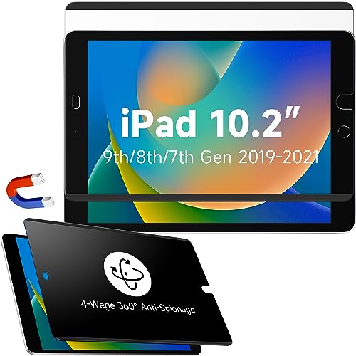 4-Wege Magnetischer Blickschutzfilter Kompatibel Mit iPad 7./8./9.Generation(10.2 Zoll,2019/2020/2021)& iPad Air 3th& iPad Pro 10.5, Abnehmbar 360-Grad Anti Glare Blaulicht Privacy Displayschutz von Protescreen