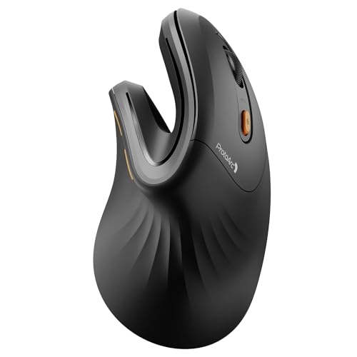ProtoArc EM11 NL Ergonomische Vertikale Maus, MINI Kabellos Aufladbar Mouse mit 3 Gerät (Bluetooth+Bluetooth+USB), Vertikal Funkmaus für Computer, iPad, Mac, Windows - Schwarz von ProtoArc