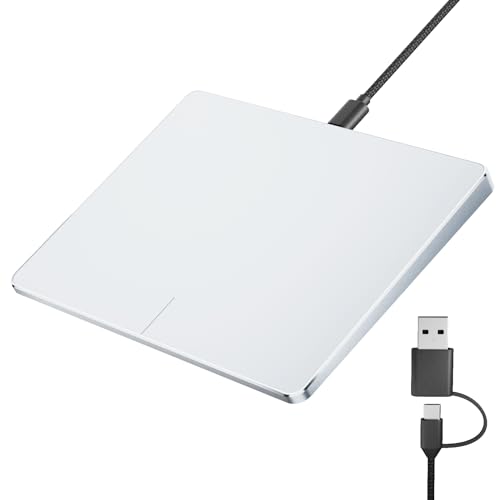 ProtoArc Kabelgebundenes Trackpad für Mac OS Sonama 14/Mac OS Ventura 13 und Mac OS Monterey 12, großes T1-A Touchpad für Mac OS, USB Slim Touchpad Maus mit Multi-Touch-Navigation (Weiß Silber) von ProtoArc