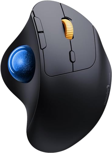 ProtoArc Kabellose Bluetooth Trackball Maus Wireless, EM04 2.4GHz wiederaufladbare ergonomische Maus, 5 DPI einstellbar, Daumensteuerung, Multi-Geräte, für PC, iPad, Mac, Windows-Blau von ProtoArc