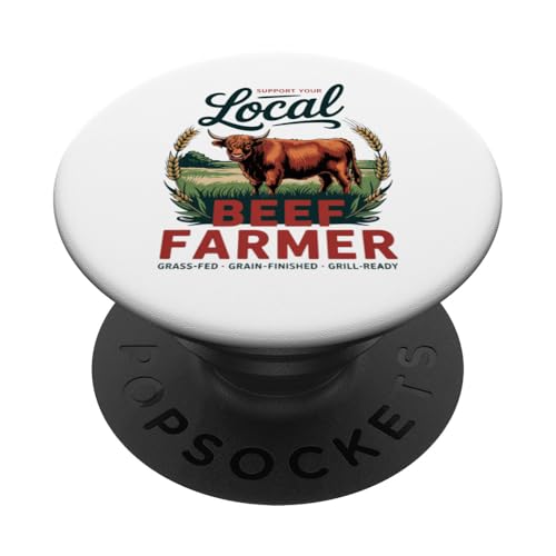 Unterstützen Sie Ihren lokalen Rinderbauer – Hochlandrinder – Vintage PopSockets Klebender PopGrip von Proud Beef Ranger - Celebrate Rural Lifestyle