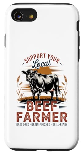 Unterstützen Sie Ihren lokalen Rindfleischbauer – Retro Beef Farmer Hülle für iPhone SE (2020) / 7 / 8 von Proud Beef Ranger - Celebrate Rural Lifestyle