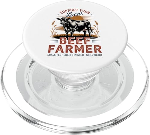 Unterstützen Sie Ihren lokalen Rindfleischbauer – Retro Beef Farmer PopSockets PopGrip für MagSafe von Proud Beef Ranger - Celebrate Rural Lifestyle