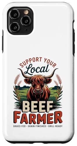 Vintage Unterstützen Sie Ihren lokalen Rinderzüchter - Highland Cattle Hülle für iPhone 11 Pro Max von Proud Beef Ranger - Celebrate Rural Lifestyle
