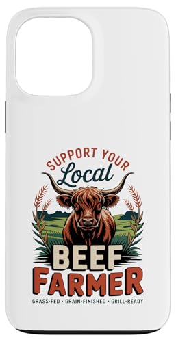 Vintage Unterstützen Sie Ihren lokalen Rinderzüchter - Highland Cattle Hülle für iPhone 13 Pro Max von Proud Beef Ranger - Celebrate Rural Lifestyle