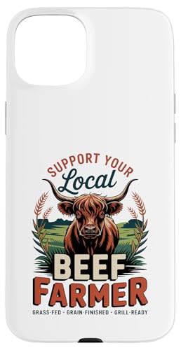Vintage Unterstützen Sie Ihren lokalen Rinderzüchter - Highland Cattle Hülle für iPhone 15 Plus von Proud Beef Ranger - Celebrate Rural Lifestyle