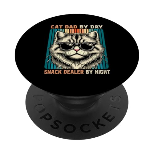 Cat Dad by Day Snack Dealer by Night Retro Katzenliebhaber PopSockets Klebender PopGrip Cat Dad by Day Snack Dealer by Night Retro Katzenliebhaber PopSockets Klebender PopGrip von Proud Cat Dad Loving Father Cat Owner Men Daddy