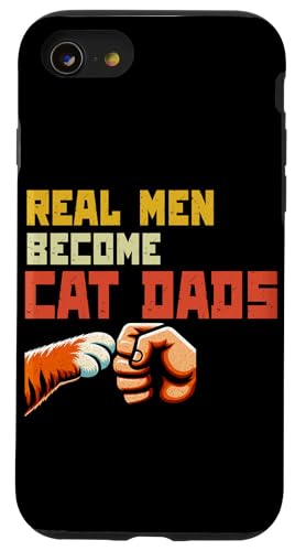 Real Men Become Cat Dads Vatertag Katzenliebhaber Retro Hülle für iPhone SE (2020) / 7 / 8 von Proud Cat Dad Loving Father Cat Owner Men Daddy
