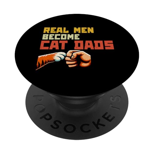 Real Men Become Cat Dads Vatertag Katzenliebhaber Retro PopSockets Klebender PopGrip Real Men Become Cat Dads Vatertag Katzenliebhaber Retro PopSockets Klebender PopGrip von Proud Cat Dad Loving Father Cat Owner Men Daddy