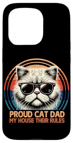 Stolze Katze Papa My House Their Rules Katzenliebhaber Katzenbesitzer Retro Hülle für iPhone 15 Pro von Proud Cat Dad Loving Father Cat Owner Men Daddy