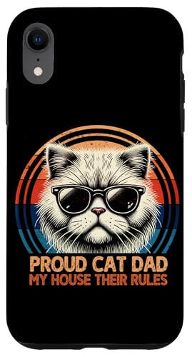 Stolze Katze Papa My House Their Rules Katzenliebhaber Katzenbesitzer Retro Hülle für iPhone XR Stolze Katze Papa My House Their Rules Katzenliebhaber Katzenbesitzer Retro Hülle für iPhone XR von Proud Cat Dad Loving Father Cat Owner Men Daddy