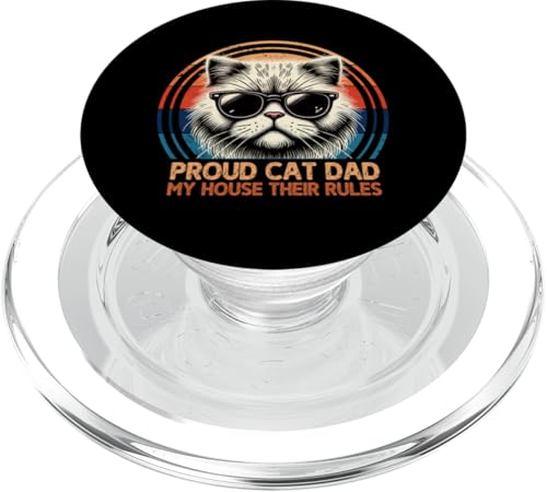 Stolze Katze Papa My House Their Rules Katzenliebhaber Katzenbesitzer Retro PopSockets PopGrip für MagSafe von Proud Cat Dad Loving Father Cat Owner Men Daddy