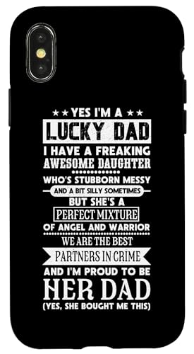 Vater Tochter Papa von Mädchen Elternteil Vatertag Papa Vater Hülle für iPhone X/XS von Proud Father Of Daughters Loving Daddy Men Dad