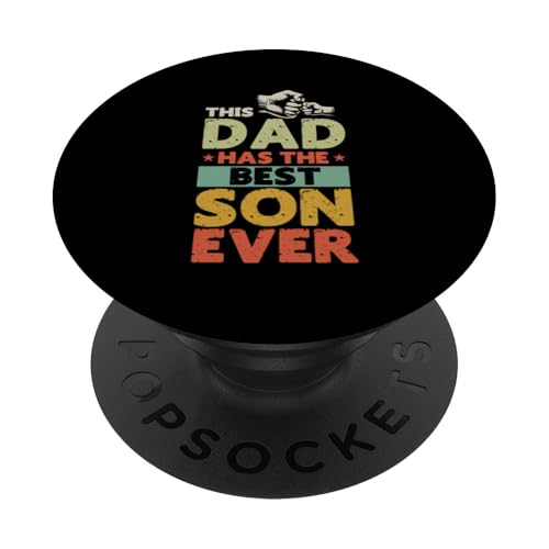 Dieser Vater hat den besten Sohn aller Zeiten, Retro-Vatertags-Eltern PopSockets Klebender PopGrip Dieser Vater hat den besten Sohn aller Zeiten, Retro-Vatertags-Eltern PopSockets Klebender PopGrip von Proud Father Of Sons Daddy Men Dad Father's Day