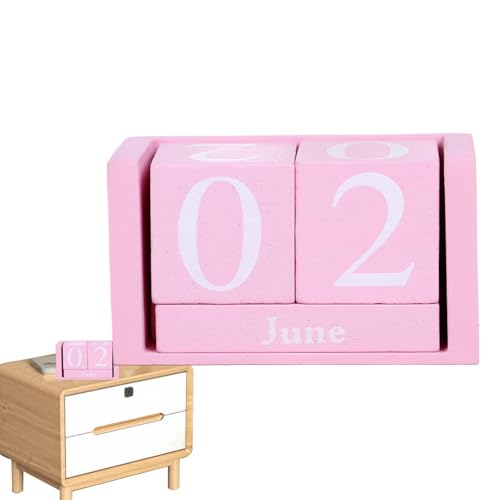 Pruojhw Desktop-Kalenderblöcke für den Schreibtisch, Datumsblöcke für den Schreibtisch, Kalender für den Schreibtisch, Datumsanzeige des Monats aus Holz, für Lehrer Sools Rustic Farmhouse Desk Zubehör von Pruojhw
