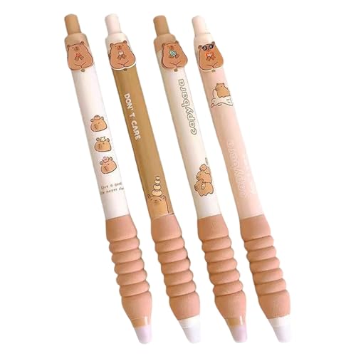 Pruojhw Niedliche Löschbare Stifte, Niedliche Capybara-Stifte Blaue Schulstifte, Löschbare Stifte - 4X Briefpapier-Set 0,5 Mm Gelstifte, Capybara-Tintenstifte, Einziehbarer Stift von Pruojhw