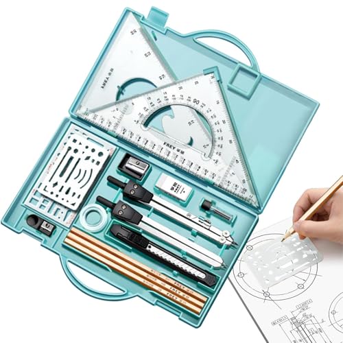 Pruojhw -Set, Geometrie-Set | 16 x mathematische Werkzeuge, Schreibwerkzeuge mit Aufbewahrungsboxen für Künstler, Studenten, Lehrer Pruojhw -Set, Geometrie-Set | 16 x mathematische Werkzeuge, Schreibwerkzeuge mit Aufbewahrungsboxen für Künstler, Studenten, Lehrer von Pruojhw