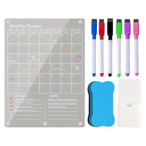 Pruojhw Transparenter Kalender für Kühlschrank, Acryl-Kalender für Kühlschrank | Transparentes Trockenlöschbrett mit Magneten – Whiteboard für Kühlschrank, Notizblock Pruojhw Transparenter Kalender für Kühlschrank, Acryl-Kalender für Kühlschrank | Transparentes Trockenlöschbrett mit Magneten – Whiteboard für Kühlschrank, Notizblock von Pruojhw