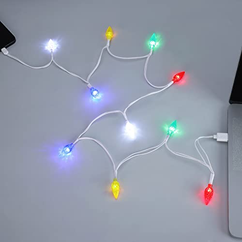 LED-Weihnachtslicht, Handy-Ladekabel, USB-Ladekabel, Geschenk für Telefon 12/11 Pro/XS/XS Max/XR/X/8 Plus/8/7 Plus/7s Plus/6s/6/5s/5c/5Pad mit 10 Lichtern, Weihnachtsdekoration Weiß, 2 Stück. Small) von Pruvansay