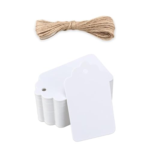 Geschenkanhänger mit Schnur, 100 Stück, weißes Kraftpapier, Preisschilder für Geschenke, Weihnachten, Hochzeit, Geburtstag, Ostern und mehr, 9 x 4,5 cm, Etiketten für Geschenkverpackungen, Gepäck und Geschenkanhänger mit Schnur, 100 Stück, weißes Kraftpapier, Preisschilder für Geschenke, Weihnachten, Hochzeit, Geburtstag, Ostern und mehr, 9 x 4,5 cm, Etiketten für Geschenkverpackungen, Gepäck und von Pryon