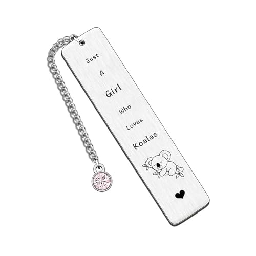 Koala-Lesezeichen, Edelstahl-Lesezeichen, Geschenk für Frauen mit rosa Diamantkette, "Just A Girl Who Loves Koalas", Lesezeichen, Geschenke für Mädchen, Leseliebhaber Koala-Lesezeichen, Edelstahl-Lesezeichen, Geschenk für Frauen mit rosa Diamantkette, "Just A Girl Who Loves Koalas", Lesezeichen, Geschenke für Mädchen, Leseliebhaber von Pryon