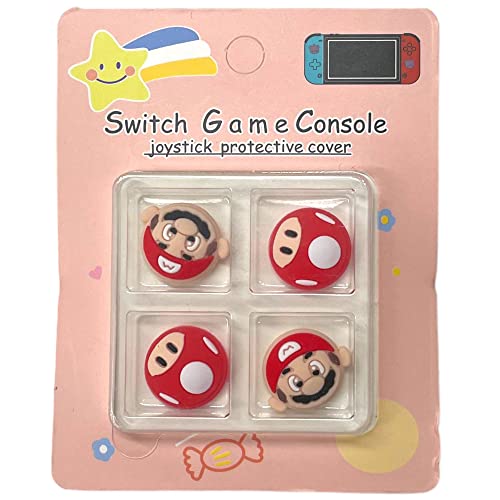 Mario and 1-Up Mushroom kompatible Switch Joy-Con OLED Switch Joycon & Switch Lite Gummi-Daumengriffe-Abdeckungen – 4 Stück von Prysm Gaming