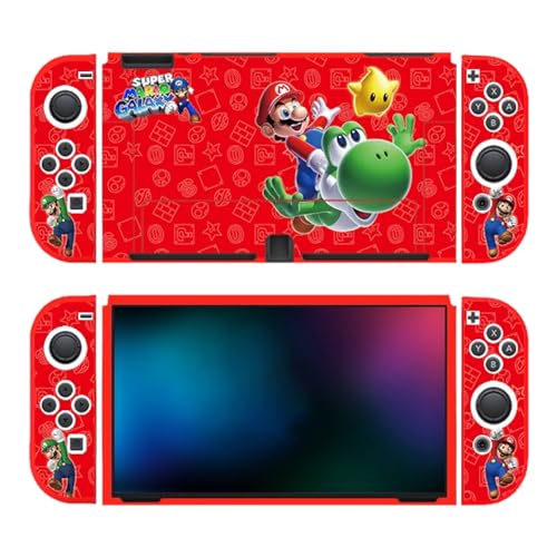 Prysm Gaming OLED Original Switch Kompatibel Starke Strapazierfähige TPU Gummi Hülle Shell Schutzhülle für OLED Original Switch Konsole und Joy Cons (Mario Galaxy Yoshi, OLED Switch) von Prysm Gaming