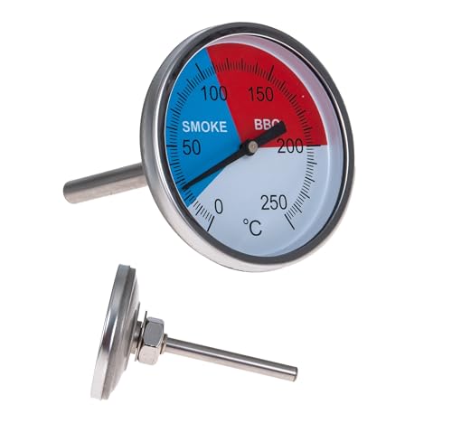 Przydasie Edelstahl Grillthermometer – Sofortige Temperaturanzeige, Analog, Bimetall, Hohe Präzision, Perfekt für BBQ, Fleisch, Ofen und Grill – zum Räuchern Kochen, bis 300°C, Grillofen Thermometer von Przydasie