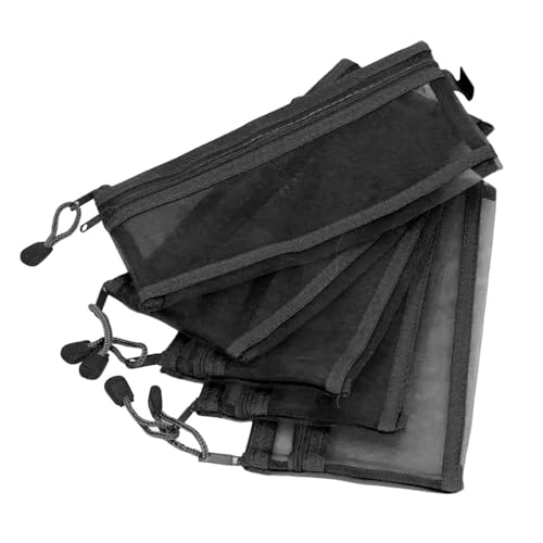 A6 10pcs Doppelschicht -Netz Reißverschlussbeutelbeutel, 23x12 Cm Nylon Wasserdichte Dokumentbeutel mit Hangeseil für Büroschule zu Hause (BLACK) von Pssopp