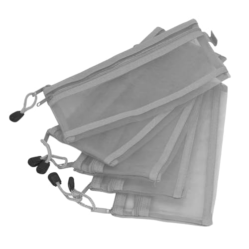 A6 10pcs Doppelschicht -Netz Reißverschlussbeutelbeutel, 23x12 Cm Nylon Wasserdichte Dokumentbeutel mit Hangeseil für Büroschule zu Hause (GREY) von Pssopp