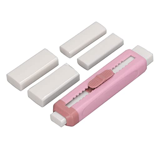 Einziehbarer Radiergummi für Schüler, ABS -Shell -Design, Schnallendesign, Tragbares und Leichtes, Einstellbares Radiergummi mit Doppelenden, Druckgummi mit Dickem Kopf, Dünnem Kopf, (PINK) von Pssopp