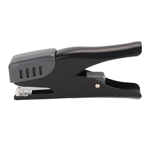 Handhefter aus Metall, Ergonomischer, Müheloser Desktop-Hefter, Metallhefter mit Ergonomischem Griff für Schüler (BLACK) von Pssopp