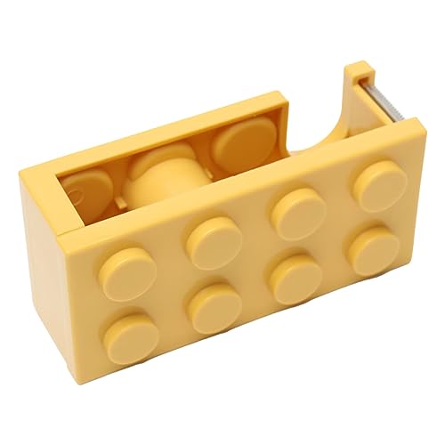 Klebebandabroller, Kleiner und Filigraner Desktop-Klebebandabroller mit Scharfer Klinge, Niedlicher Mini-Klebebandabroller in Bausteinform für Büro, Schule, Zuhause (Gelb) von Pssopp