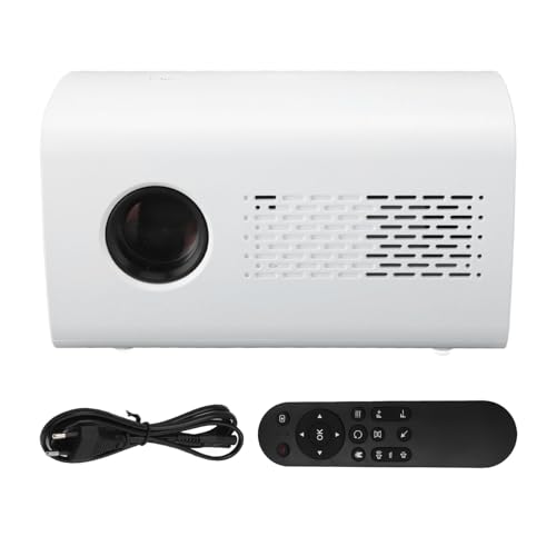 Tragbarer Mini-Projektor, Full HD 1080P, 150 Zoll, Heimkino, Multifunktionale Bildschirmfreigabe, mit HiFi-Lautsprechereinheiten für den Augenschutz von Kindern (EU-Stecker) von Pssopp