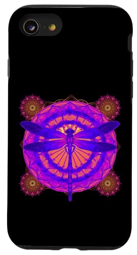 Psychedelische Heilige Geometrie Mandala Insekt Natur Libelle Hülle für iPhone SE (2020) / 7 / 8 von Psychedelic Inc.