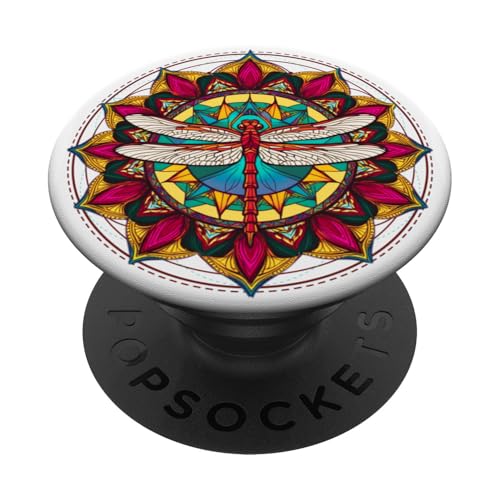Psychedelische Heilige Geometrie Mandala Insekt Natur Libelle PopSockets Klebender PopGrip von Psychedelic Inc.