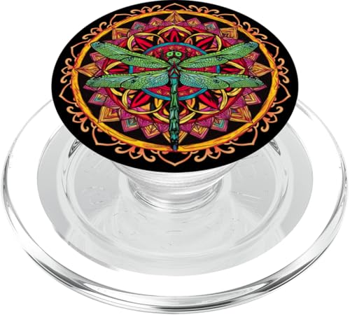 Psychedelische Heilige Geometrie Mandala Insekt Natur Libelle PopSockets PopGrip für MagSafe von Psychedelic Inc.