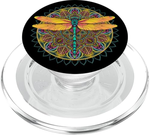 Psychedelische Heilige Geometrie Mandala Insekt Natur Libelle PopSockets PopGrip für MagSafe von Psychedelic Inc.