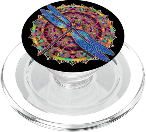 Psychedelische Heilige Geometrie Mandala Insekt Natur Libelle PopSockets PopGrip für MagSafe von Psychedelic Inc.