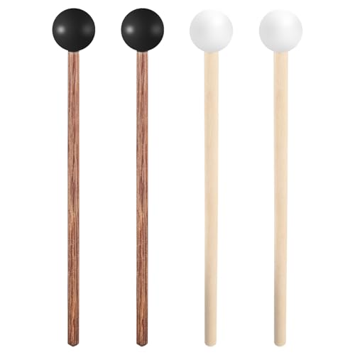 2 Paar Gummi Xylophon Mallet, Percussion mit Holz Griff, Steel Tongue Drum Hammer, Schlägel Percussion Sticks, Gummi Holz Drumstick, Lang Kinder Gummi Trommelstöcke, Schwarz&Weiß 2 Paar Gummi Xylophon Mallet, Percussion mit Holz Griff, Steel Tongue Drum Hammer, Schlägel Percussion Sticks, Gummi Holz Drumstick, Lang Kinder Gummi Trommelstöcke, Schwarz&Weiß von Psyqtsuary