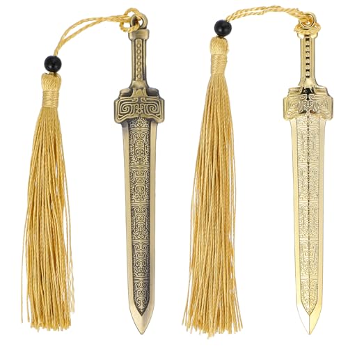 2 Stück Schwertförmige Metall Lesezeichen Mit Quasten, Mini Schwert, Einzigartiger Vintage-Stil Seiten Markierungen, Personalisierte Bookmark (Schwert) von Psyqtsuary