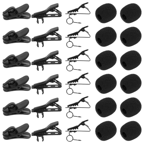30Stück Mikrofon Krawatte Clip Kit, Revers Mikrofon Clips Kragen Clip Lavalier 12Windschutzscheibe Schaum Abdeckung Und Metall Ring Art Revers/Lavalier Mikrofons Krawatte Clips Revers Mikrofons Ersatz von Psyqtsuary