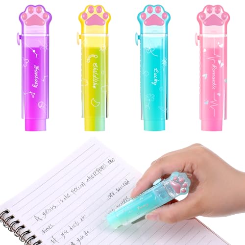 4 Stück ausziehbare Bleistift-Radiergummis mit Katzenpfote, Farbverlauf, Gelee, Katzenpfote, Kunststoffhülle, niedlicher Gelee-Radierer für Schule, Push-Pullgummi für Büro, sauberes Löschen, Gummi 4 Stück ausziehbare Bleistift-Radiergummis mit Katzenpfote, Farbverlauf, Gelee, Katzenpfote, Kunststoffhülle, niedlicher Gelee-Radierer für Schule, Push-Pullgummi für Büro, sauberes Löschen, Gummi von Psyqtsuary