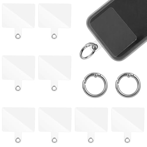 8 Stück Transparent Handy Lanyard Pads mit Metallring, Universal Phone Tether Tabs Handykette Halterung Pads Lanyard Handy Pads Handy Patch Ohne Klebstoff für Meisten Smartphones mit 2 Silberring von Psyqtsuary