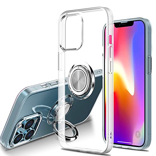 Handyhülle Durchsichtig für iPhone 14 Pro Hülle Ring, 360 Grad Ring Ständer Magnetische, Schutzhülle Stoßfest Weiche TPU Silikon Ultra Dünn Transparente Case für iPhone 14 Pro von Ptny