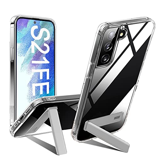 Hülle mit Ständer Kompatibel mit Samsung Galaxy S21 FE 5G Handyhülle Durchsichtig, Schutzhülle Stoßfest PC Transparente Ultra Dünn Hülle für Samsung S21 FE 5G von Ptny