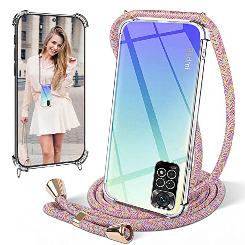 Ptny Handykette Hülle Durchsichtige kompatibel mit Xiaomi Redmi Note 11/ Redmi Note 11s Hülle mit Band zum Umhängen, Handyhülle Dünn Stoßfest Silikon Transparent Hülle mit Kette Xiaomi Redmi Note 11 von Ptny