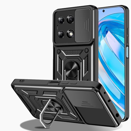 Ptny Hülle mit Ring Kompatibel mit Xiaomi Redmi Note 13 5G, Handyhülle mit Kameraschutz, Schutzhülle Stoßfest TPU Bumper Militärische Rüstung Magnetisch Ständer Case Schwarz für Redmi Note 13 5G von Ptny