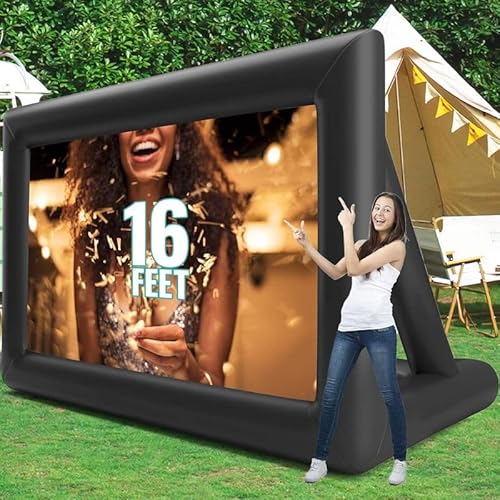 Aufblasbare Projektor-Leinwand für den Außenbereich, 508 cm (200 Zoll), mit dickem, luftdichtem Material für tragbare Front-/Rückprojektion – Hinterhof-Filmnacht, Grillen, Pool-Party von Ptsuker